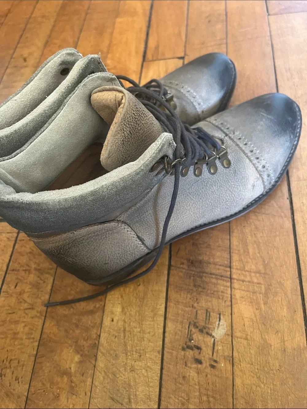 Diba true collage days Gray Lace-Up Leather Boots